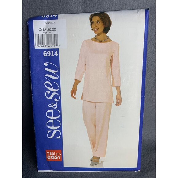 Butterick Misses Top Pants Sewing Pattern sz 18-22 6914 - uncut - Picture 1 of 4
